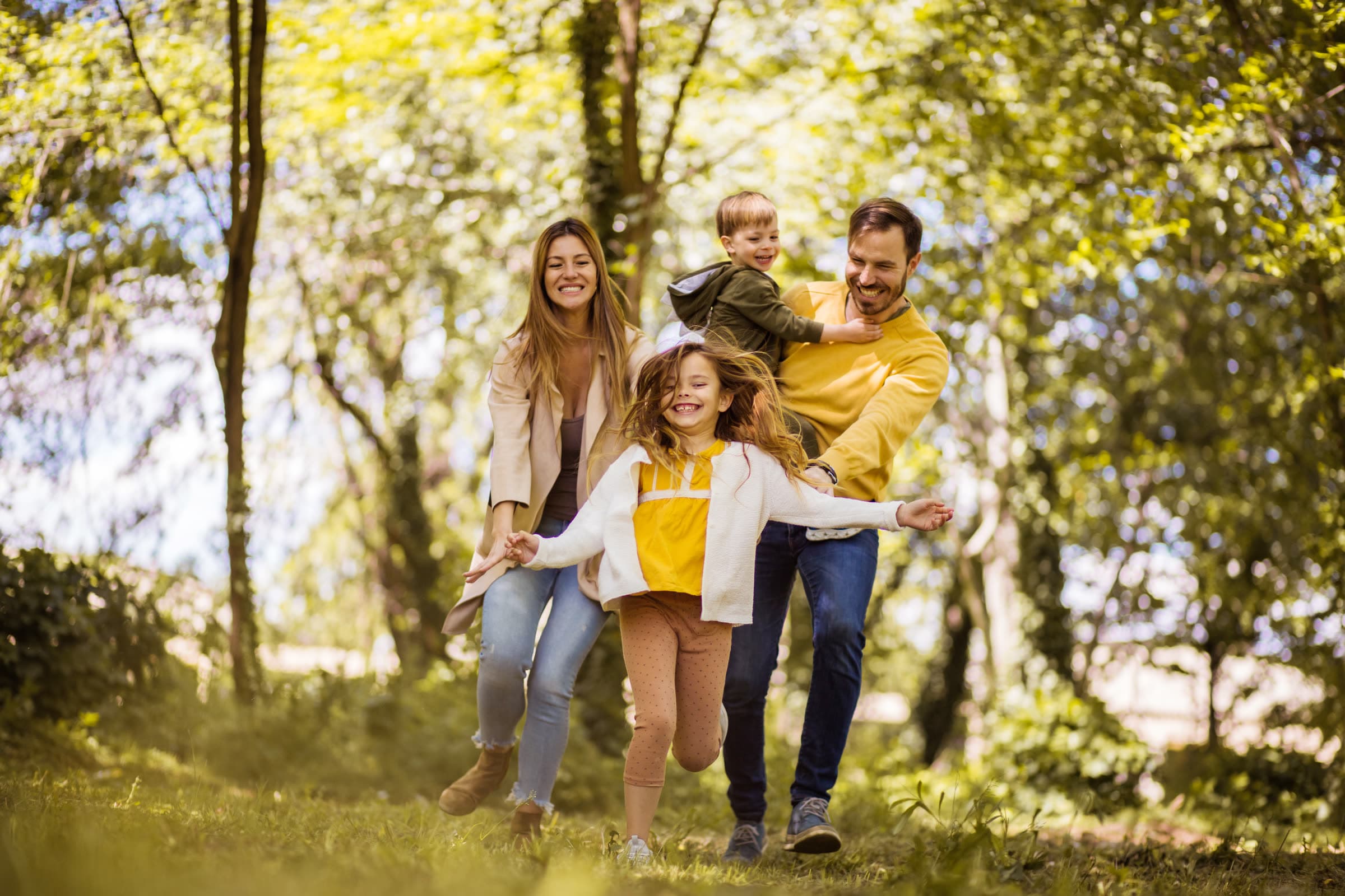 A family spending time together outdoors