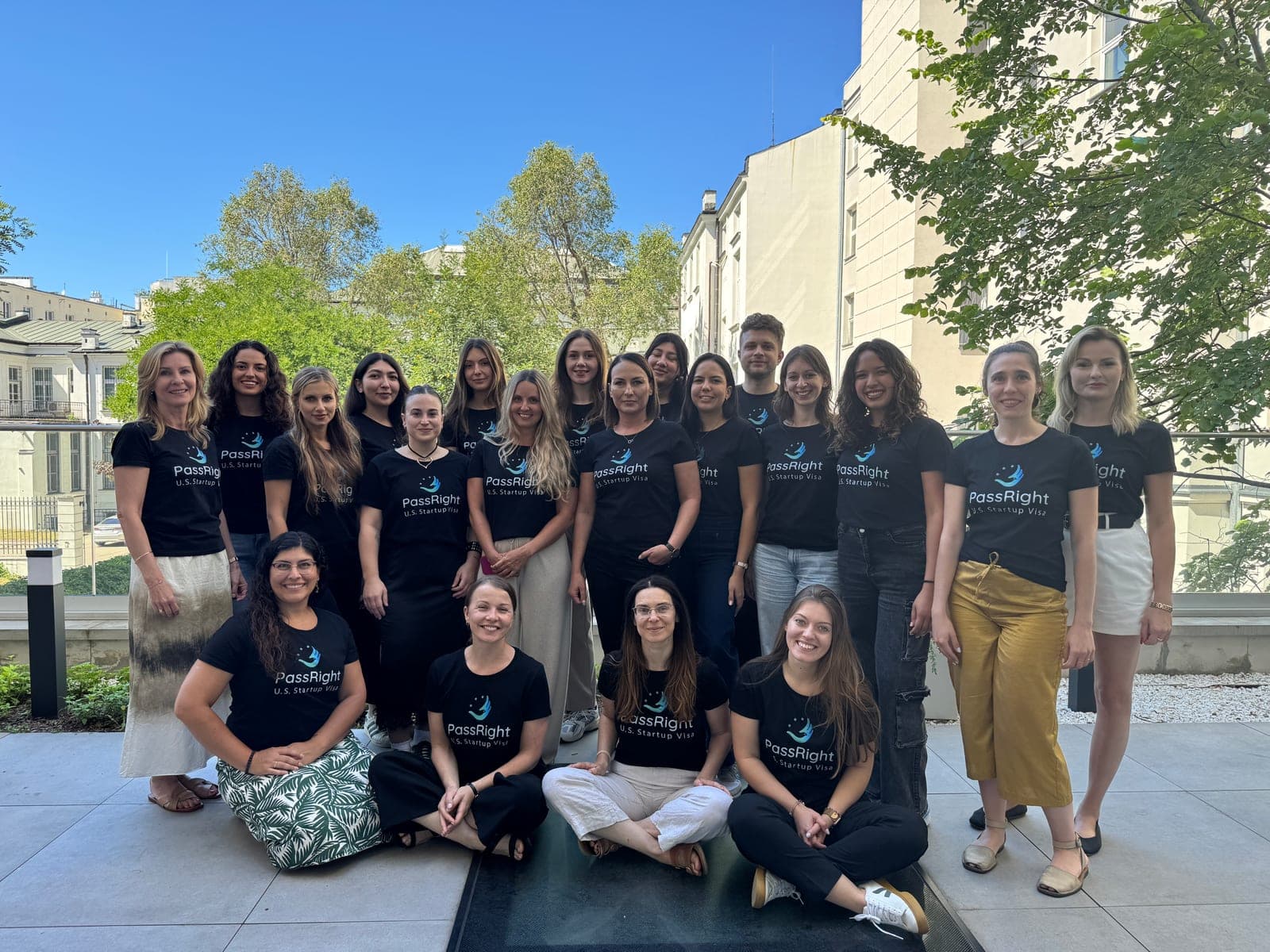The PassRight team together, in PassRight T-shirts