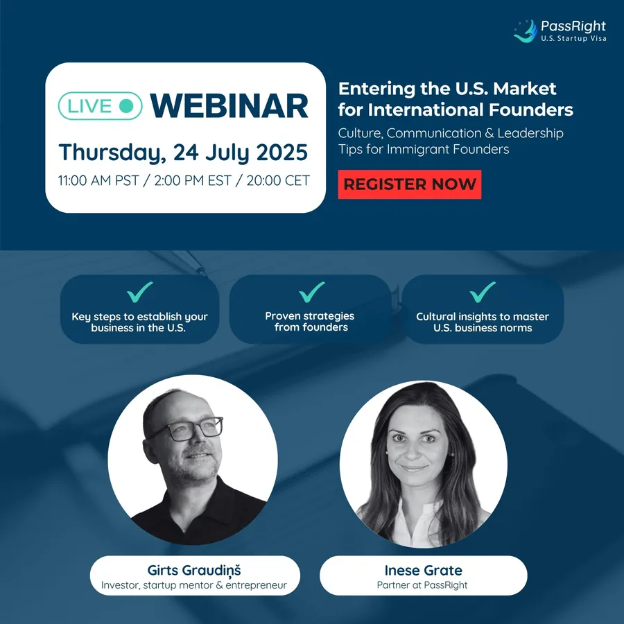 Entering the U.S. Market for International Founders: Culture, Communication & Leadership Tips for Immigrant Founders - event banner